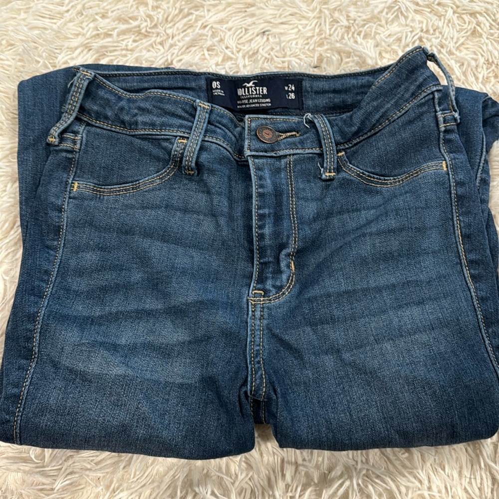 high rise jean leggings, medium faded